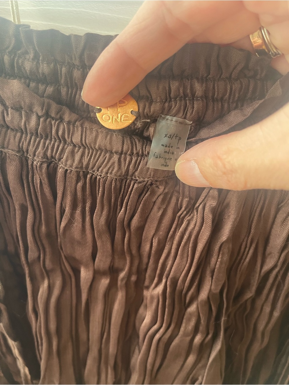 Free People Brown Crinkled Mini Skirt - Picture 3 of 5